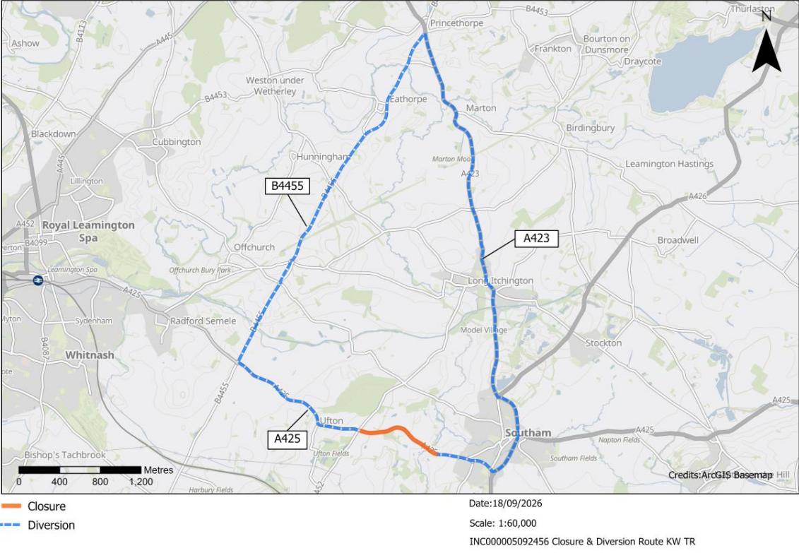 Map of HAS closure at Dalas Burston